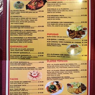 sushi and sashimi, menu