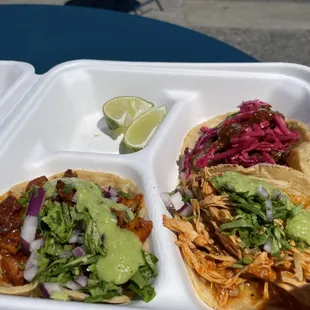 Taco trio - al pastor, chicken tinga, fish taco