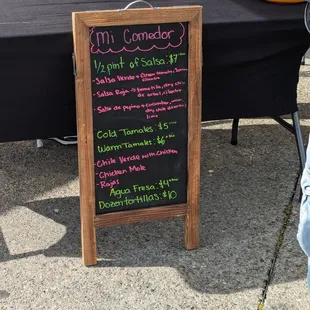 Ferry farmer's market menu board, 3/2/24