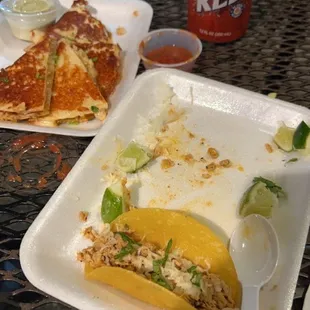 Sorry we couldn't wait on the tacos, lol! Get the cheese crust on the quesadilla too.
