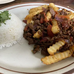 Lomo Saltado from the Peruvian section of the menu.