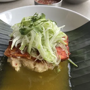 Wood Grilled Banana Leaf Wrapped Salmon