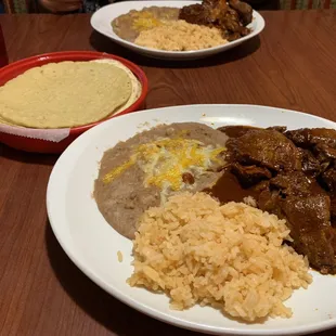 Chile Rojo plate with handmade tortillas!