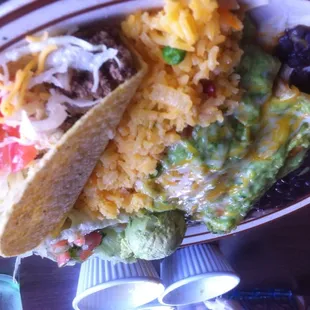 Enchiladas verde and taco with b&amp;r