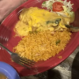 Chile Relleno with charro beans