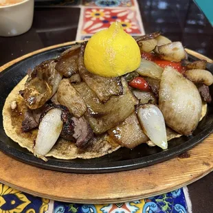 Beef fajitas for two