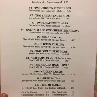 Lunch menu