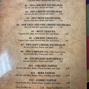 menu