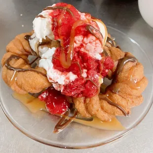 Donut churro with ice cream