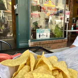 a basket of tortillas on a table