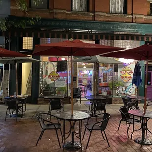 The seating and storefront