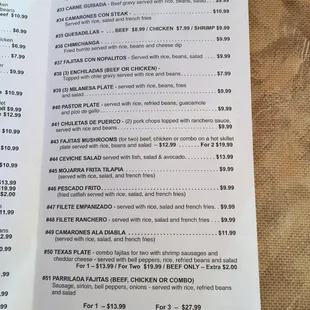 a menu for a mexican restaurant
