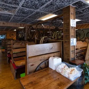 the inside of a wood shop