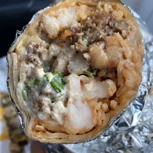Steak &amp; shrimp. No onions no salsa &amp;23