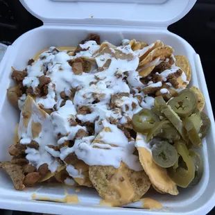Nachos with carne al pastor
