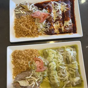 You should try the enchiladas mole or green salsa.