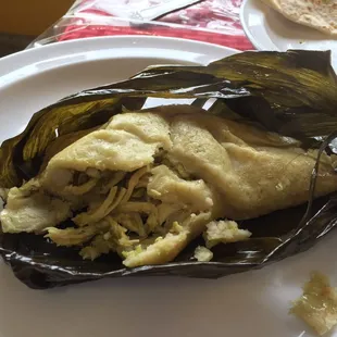 Chicken tamale with green sauce