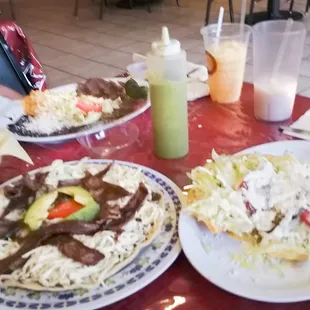 two plates of food on a table