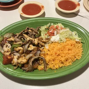 Lunch special with shrimp, steak, and chicken