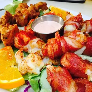 Camarones Mixtos (spicy shrimp, breaded shrimp, grilled shrimp and bacon wrapped shrimp)