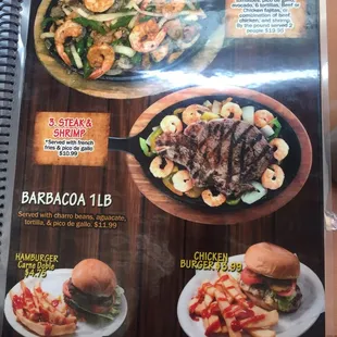 a menu for a mexican restaurant