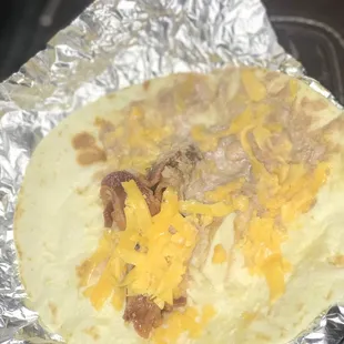 Bean and cheese with bacon.