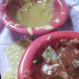 They gave us cheese and red salsa, good