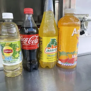 Several bottled options for drinks.  Changes daily.
