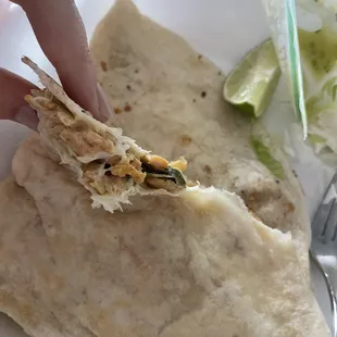 Chicken quesadilla.  SO GOOD!!