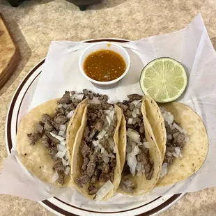 three tacos on a plate