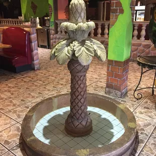 a fountain in a restaurant