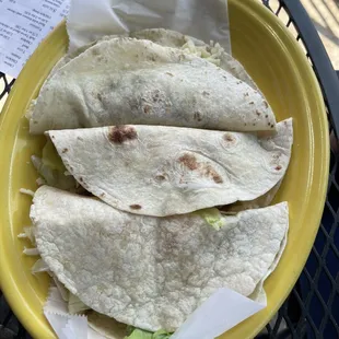 Three beef soft tacos