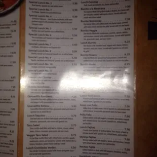menu