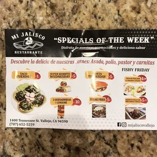 specials of the week