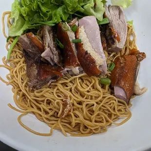Roast duck with oyster sauce dry noodles