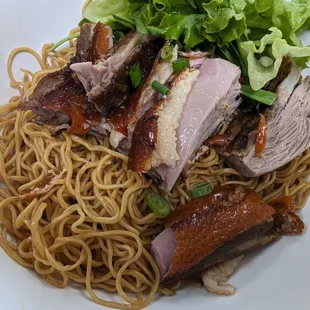 Roast duck with oyster sauce dry noodles