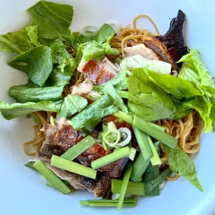 Mi Vit Quay (bbq duck noodle dry version) - the noodle&apos;s texture was too dry, duck meat was quite salty and mostly bones.