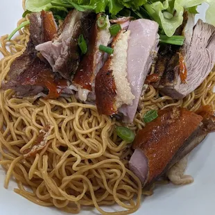 Roast duck with oyster sauce dry noodles