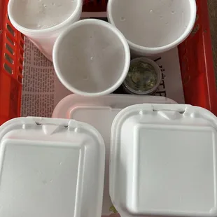 Food was delivered in this tray, foam containers not taped or bagged!