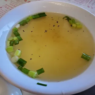 Broth served with Mi Kho (dry noodle dishes)