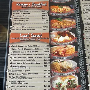 Menu-breakfast &amp; lunch