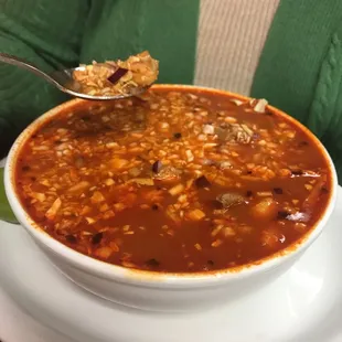 Posole is huge!  Served with plenty of veggies