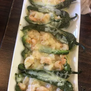 Jalapeños stuffed with shrimp and cheese yum