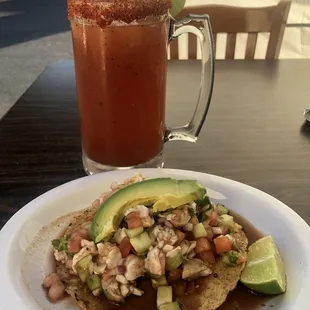 Ceviche and michelada
