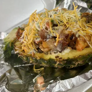 the inside of a pineapple