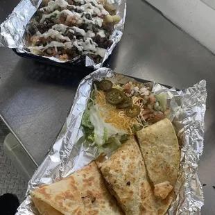 two plates of food on a table