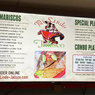 Menu. Combo &amp; Special Plates