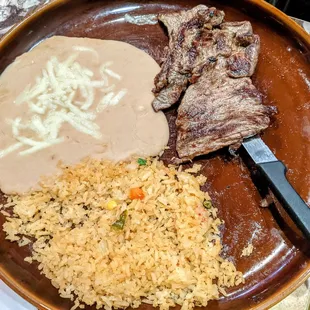 Carne asada special served with warm tortillas