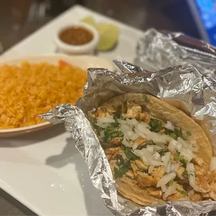 chicken tacos and rice