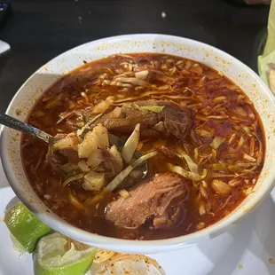 Pozole was BOMB! Great flavor, lotta meat, comes w/all the fixings (salsa, cabbage, onions no radish &amp; I didn't ask). So glad we stopped!